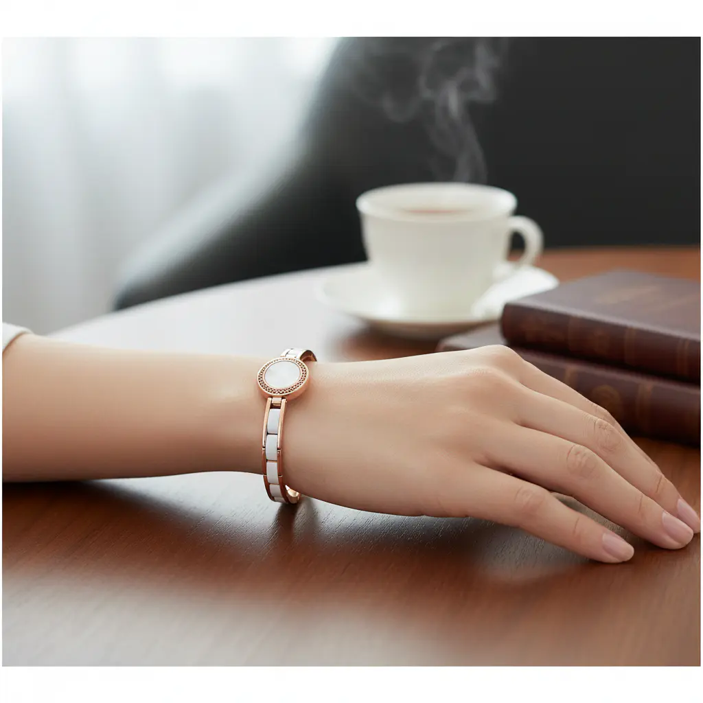 Elegant GPS safety bracelet worn on wrist
